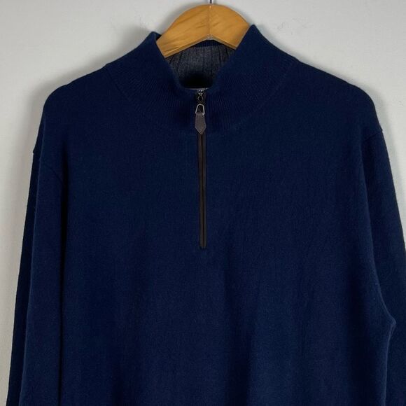 The Cashmere Project Quarter Zip Pullover Sweater Navy Size XL NEW - Picture 2 of 10